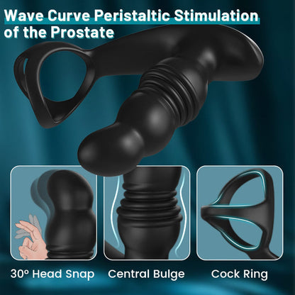 Buyging™ 7 Vibrating 3 Thrusting Anal Massager with Cock Ring