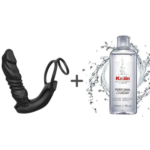 APP Control 9 Vibrating Thrusting Prostate Massager With Dual Cock Rings