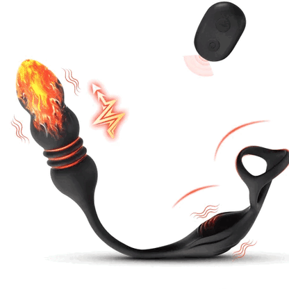 Buyging™ Wearable 9 Thrusting 9 Vibrating Prostate Massager with Dual Cock Rings