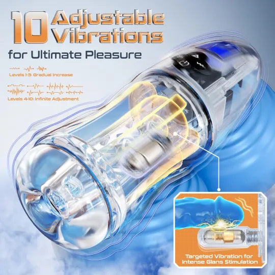 😍 2026 Hot-Selling New Masturbator 🚀 – 💋 Fully Transparent Vibrating, Sucking, and Moaning Male Masturbator 🎁