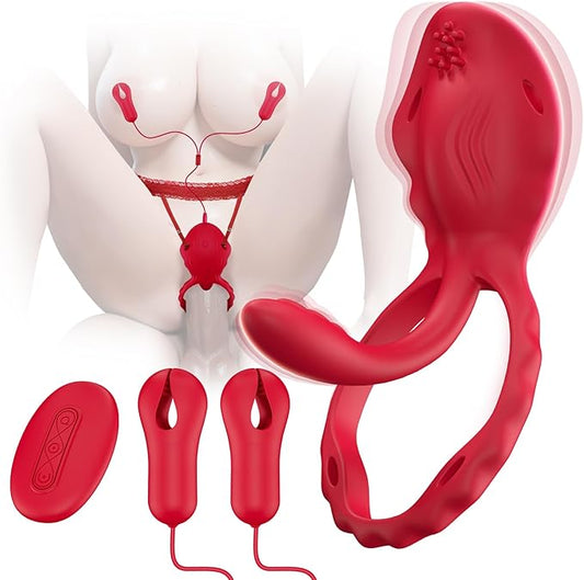 SexoralabNipple Clamps Vibrating Panties - Wireless Remote Control Personal Massager with 10 Vibration Modes