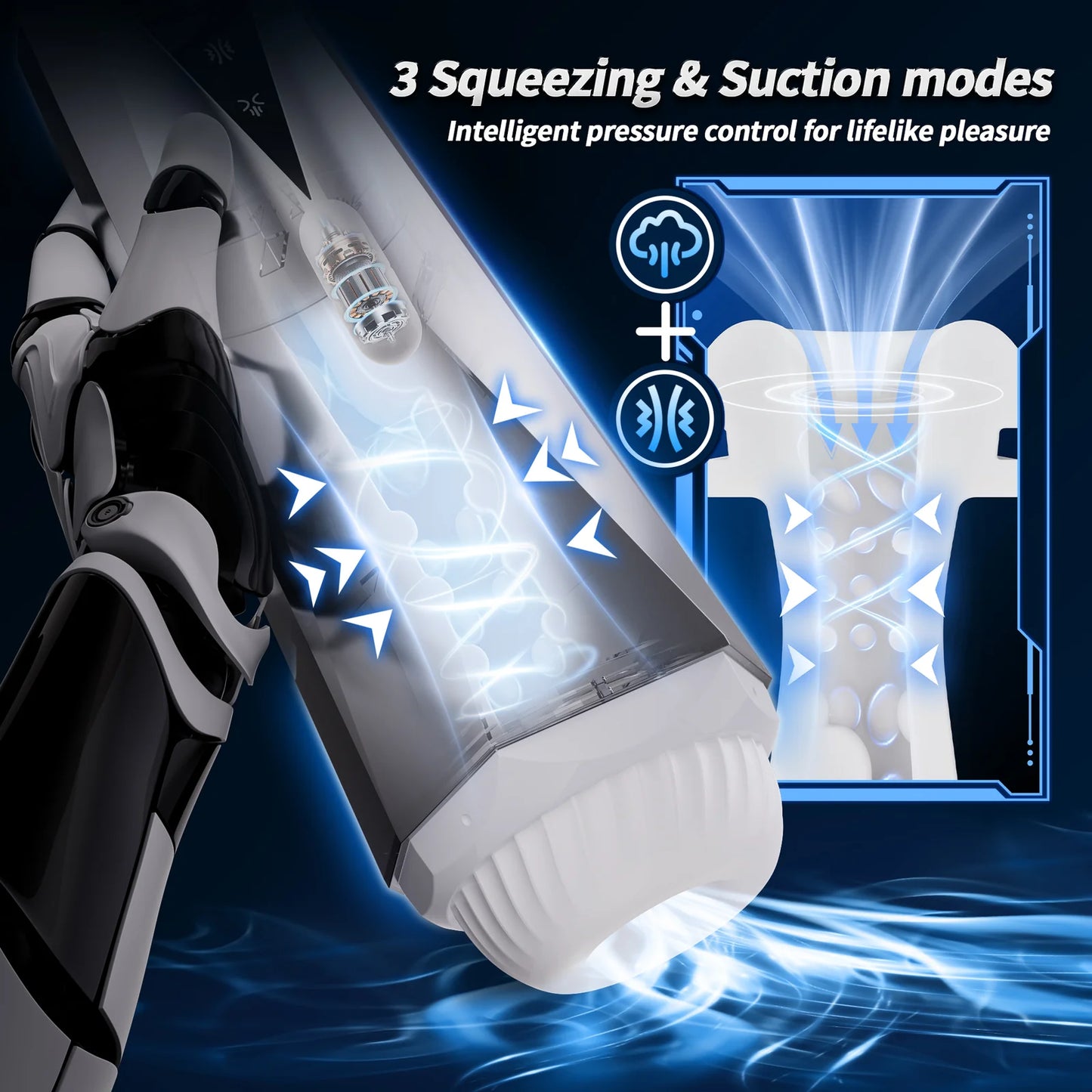 SENSIVO Automatic Male Masturbator Adult Sex Toys, Male Sex Toys with 10 Vibrating Modes,3 Squeezing & Suction Modes, Male Stroker Sex Toys for Men