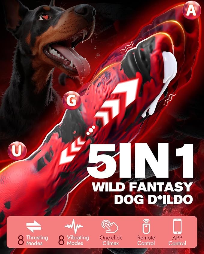 Thrusting Dildo Monster Fantasy Vibrator - 9.6" Thick Horse & Dog Dildos,8 Vibration & 8 Thrusting Modes