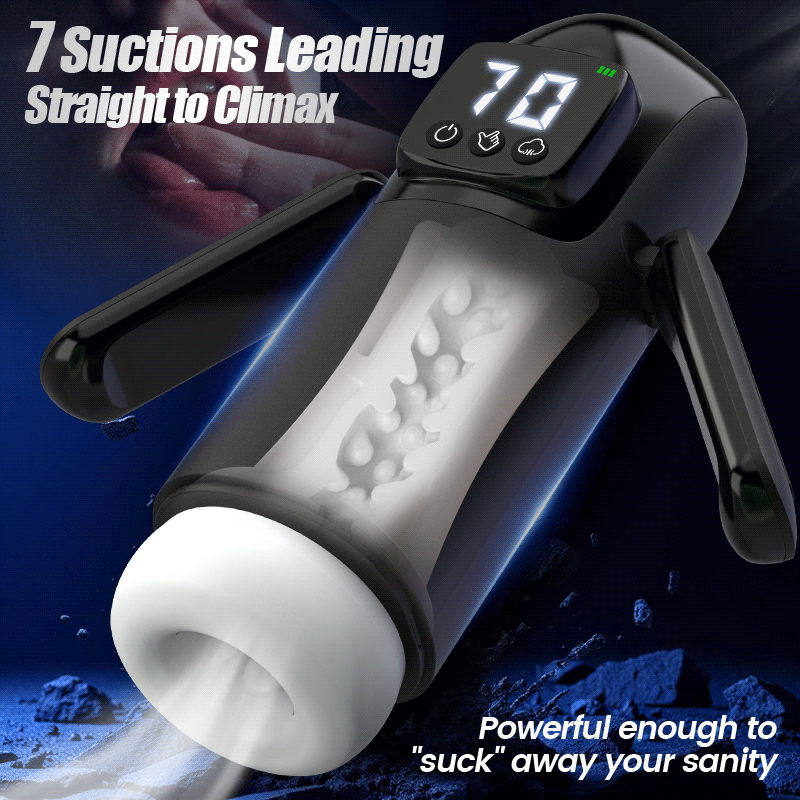 Phantom - 7 Suctions 7 Vibrations  Dual Handles  Large Granule Channel Texture  Male Masturbator