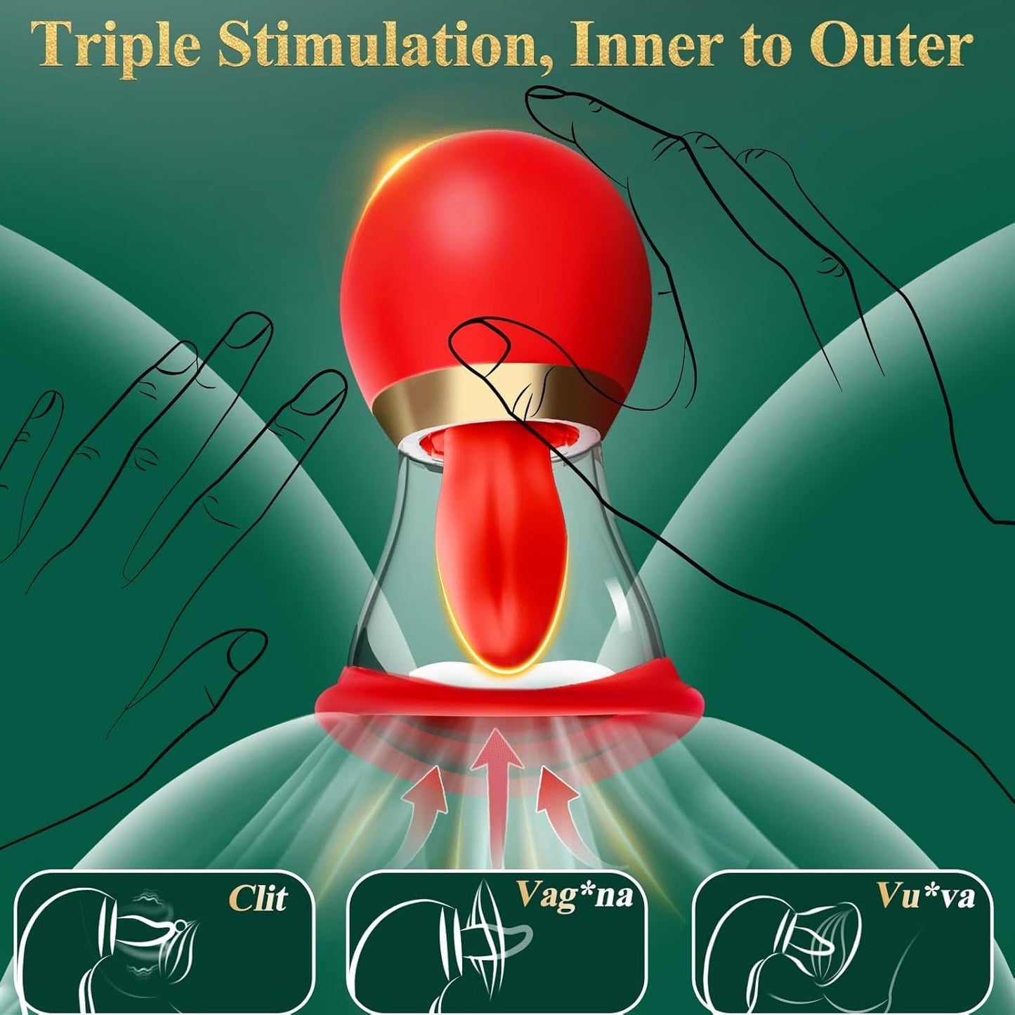 App-controlled clitoral vibrator with licking and suction functions; features 3 strong suction modes and 9 vibration modes.
