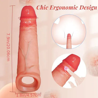 APP Controlled 9 Vibrating Penis Extender Sleeve With Cock Ring