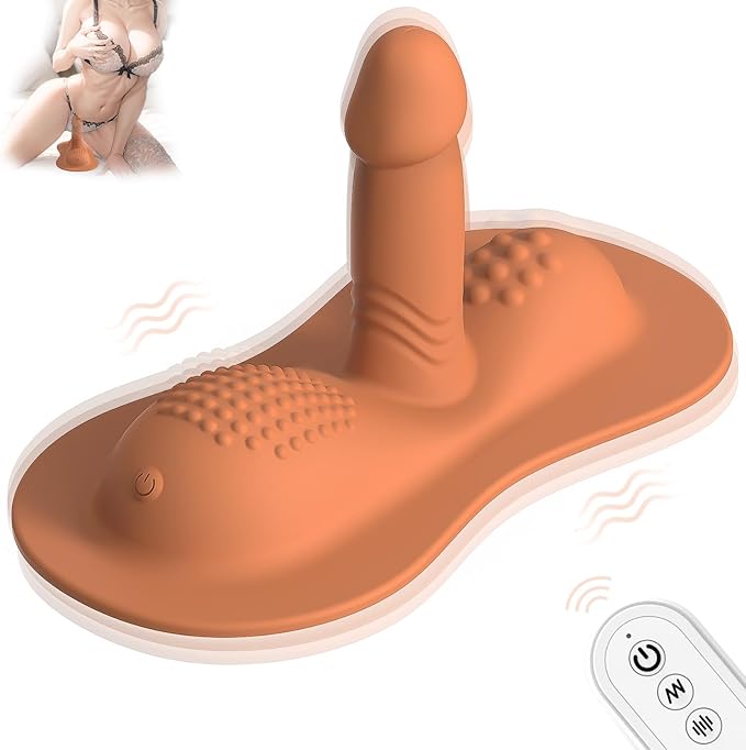Remote control sit-down retractable vibrating dildo with 3 powerful motors and 20 vibration combinations