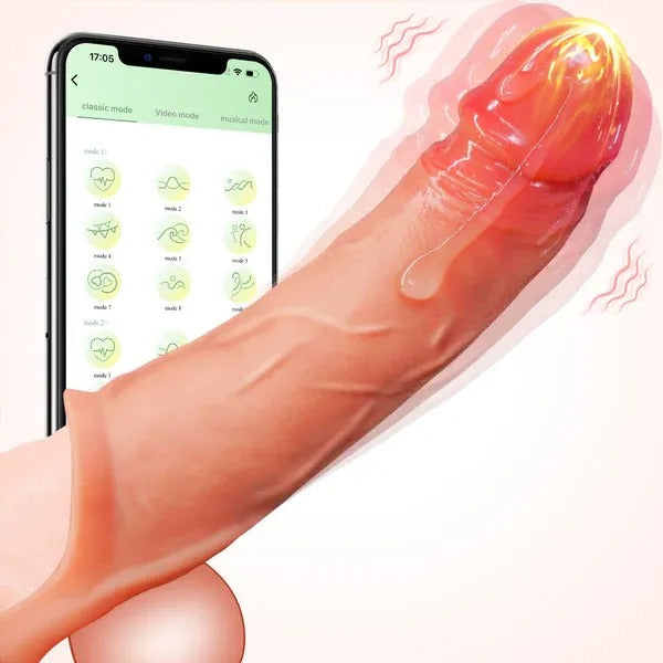 APP Controlled 9 Vibrating Penis Extender Sleeve With Cock Ring