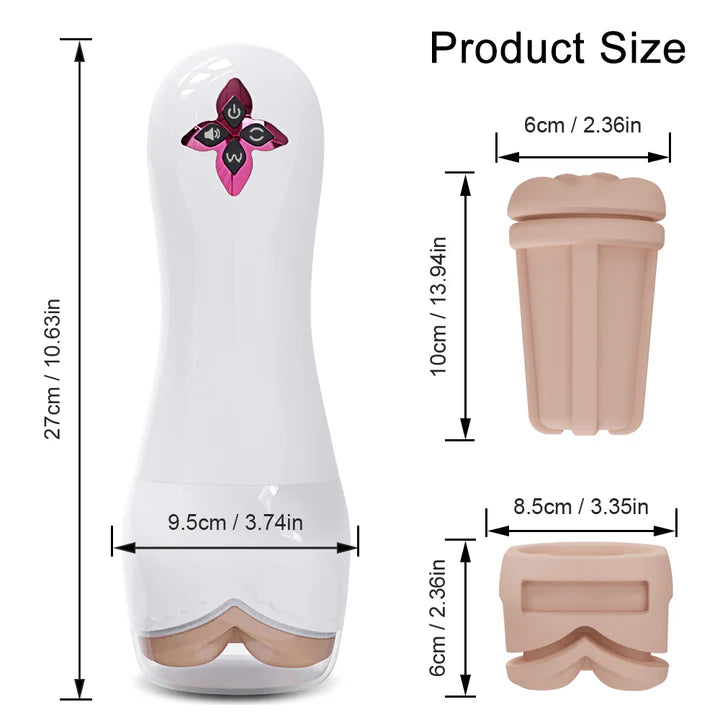 Allure Split Design Breast Vulva Entry 5 Suction & 7 Vibrations 3 Languages Automatic Masturbation Cup