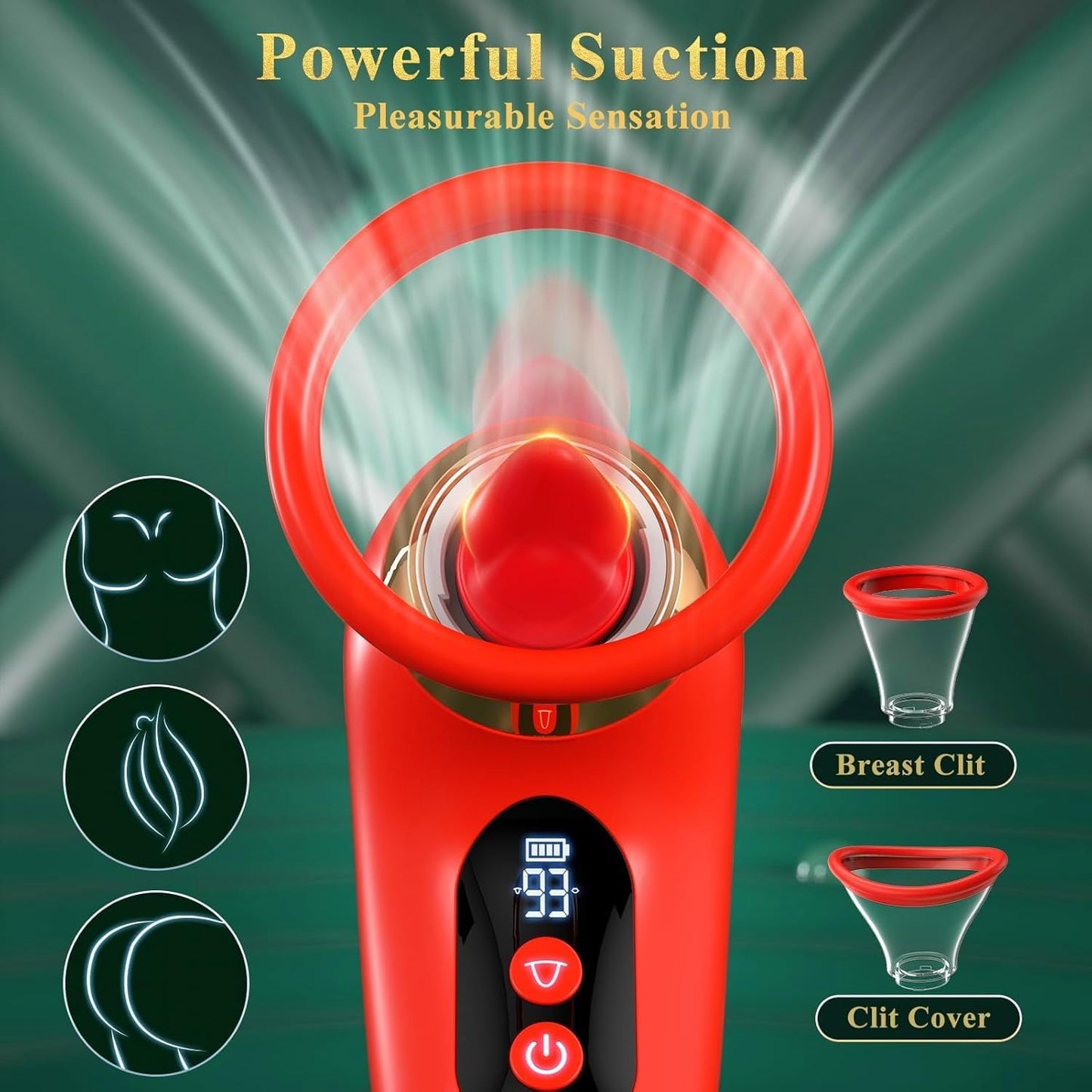 App-controlled clitoral vibrator with licking and suction functions; features 3 strong suction modes and 9 vibration modes.