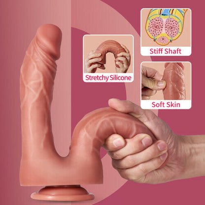 Buyging™ 8.27 Inch Lifelike Silicone Double Ended Dildo with Suction Cup