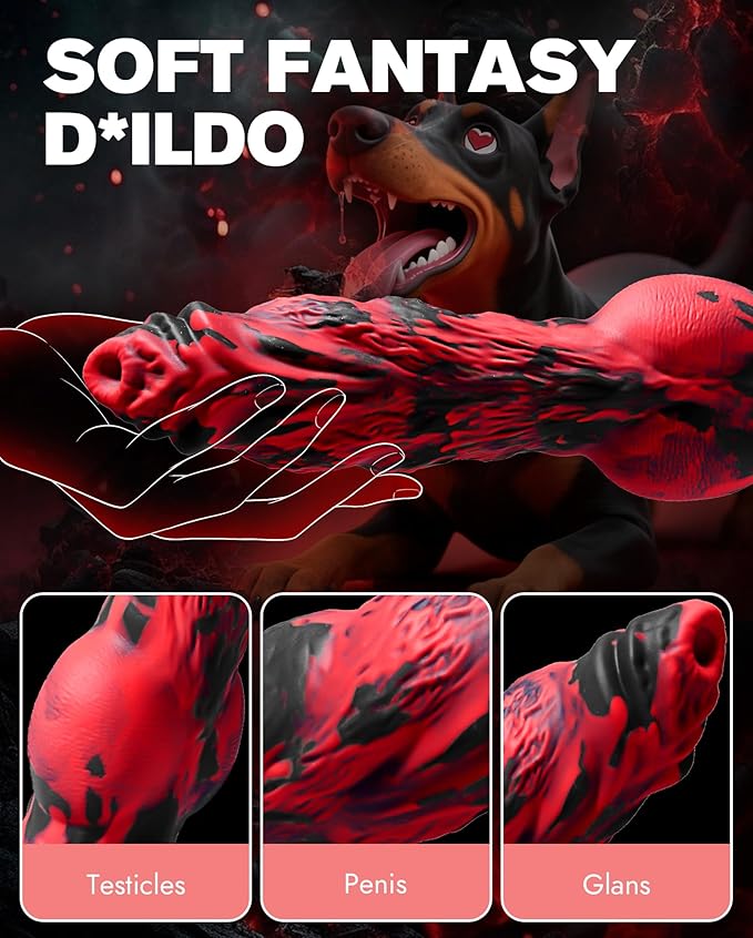 Thrusting Dildo Monster Fantasy Vibrator - 9.6" Thick Horse & Dog Dildos,8 Vibration & 8 Thrusting Modes