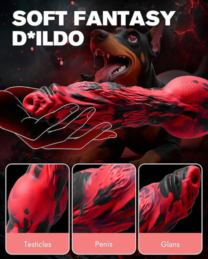 Thrusting Dildo Monster Fantasy Vibrator - 9.6" Thick Horse & Dog Dildos,8 Vibration & 8 Thrusting Modes