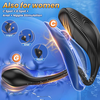 Dual Motor 9+9 Vibrator Anal Dildo Beads Prostate Massager & Penis Training Sit Ride Perineum Clitoral Stimulator