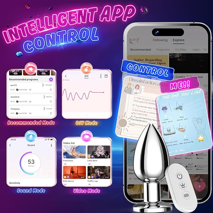 Adult Sex Toys Anal Toys Vibrating Butt Plug with App Remote Control 10 Vibrating