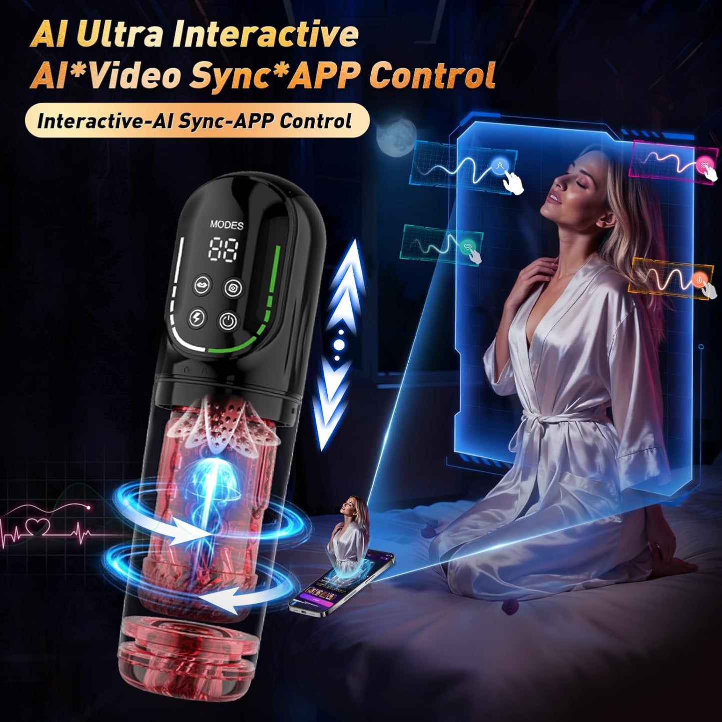 😍 Male Masturbator Penis Pump - Male Sex Toys for Men Sex Toy Pocket Pussy LCD with APP Stroker Adult Toys with 7 Thrusting 7 Rotating 5 Sucking Modes Vacuum Pumps & Enlargers🎁