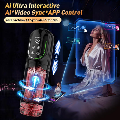 😍 Male Masturbator Penis Pump - Male Sex Toys for Men Sex Toy Pocket Pussy LCD with APP Stroker Adult Toys with 7 Thrusting 7 Rotating 5 Sucking Modes Vacuum Pumps & Enlargers🎁