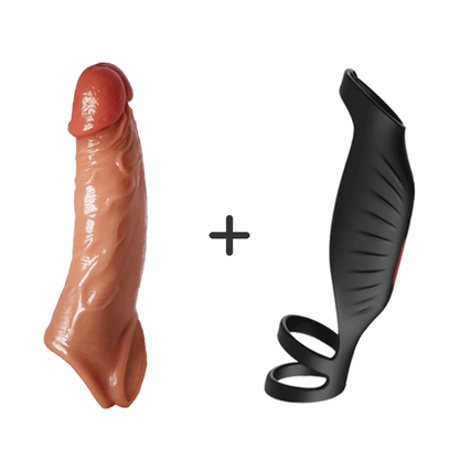 APP Controlled 9 Vibrating Penis Extender Sleeve With Cock Ring