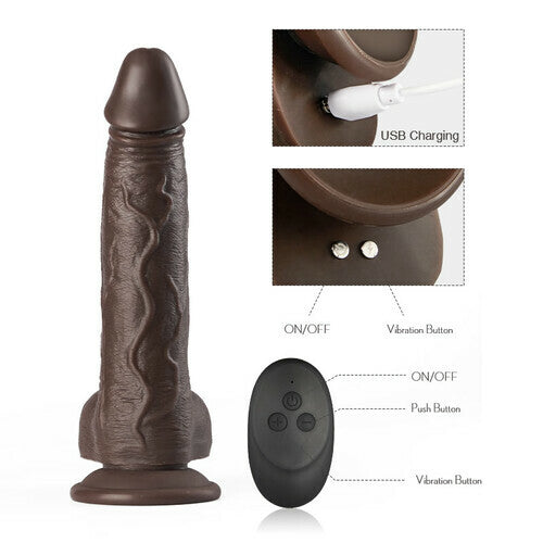 Wireless Remote Control 5 Thrusting 10 Vibrating Rotating Dildo