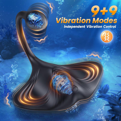 Dual Motor 9+9 Vibrator Anal Dildo Beads Prostate Massager & Penis Training Sit Ride Perineum Clitoral Stimulator