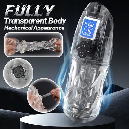 😍 2026 Hot-Selling New Masturbator 🚀 – 💋 Fully Transparent Vibrating, Sucking, and Moaning Male Masturbator 🎁