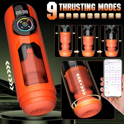 Heating Male Masturbator Penis Pump, Upgrade 5 in 1 Male Sex Toys for Men, AI Interaction APP Control with 9 Vibrating & Licking & Thrusting & Suck Modes