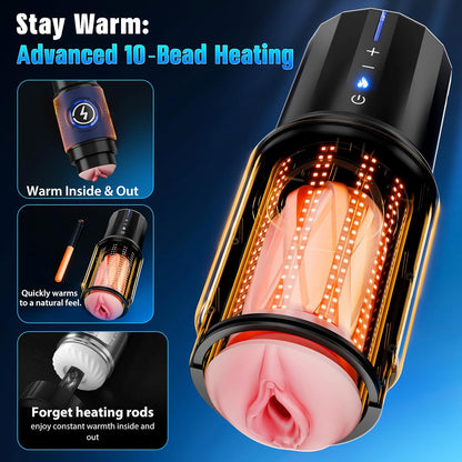 AI & APP Control Thrusting Male Stroker with 360° Heating, 5-Speed Smooth Motion Adult Mens