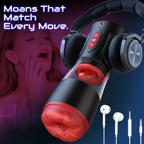 Immersive Male Masturbator: Features Headphone Sync with 9 Vibration, 9 Suction, and 9 Rotation Modes