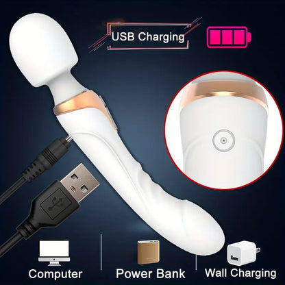 Double Ended Vibrator Wholesale Rechargeable Powerful Vibrating Wand Massager G Spot Dildo Vibrators Factory