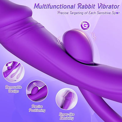 Newest 3-in-1 Rabbit G-spot Vibrator with 10 Flapping Vibrating & 7 Licking Sucking Modes