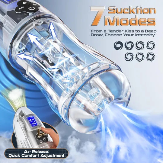 😍 2026 Hot-Selling New Masturbator 🚀 – 💋 Fully Transparent Vibrating, Sucking, and Moaning Male Masturbator 🎁