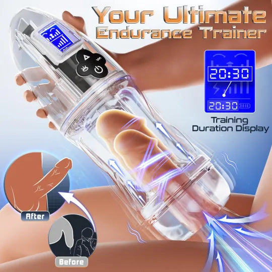 😍 2026 Hot-Selling New Masturbator 🚀 – 💋 Fully Transparent Vibrating, Sucking, and Moaning Male Masturbator 🎁