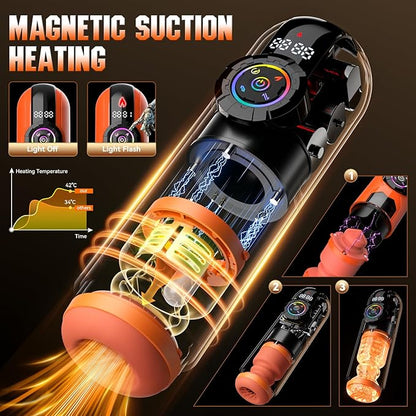 Heating Male Masturbator Penis Pump, Upgrade 5 in 1 Male Sex Toys for Men, AI Interaction APP Control with 9 Vibrating & Licking & Thrusting & Suck Modes