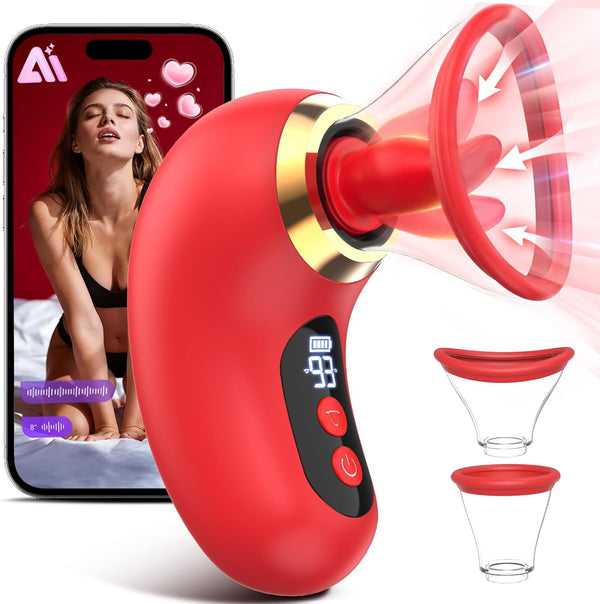 App-controlled clitoral vibrator with licking and suction functions; features 3 strong suction modes and 9 vibration modes.
