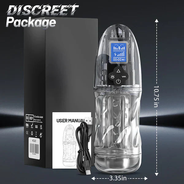 😍 2026 Hot-Selling New Masturbator 🚀 – 💋 Fully Transparent Vibrating, Sucking, and Moaning Male Masturbator 🎁