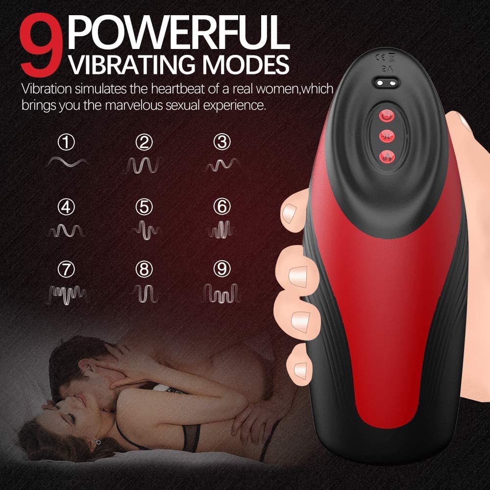9 Vibrating 6 Sucking Heating Deep Throat Masturbation Blowjob Cup