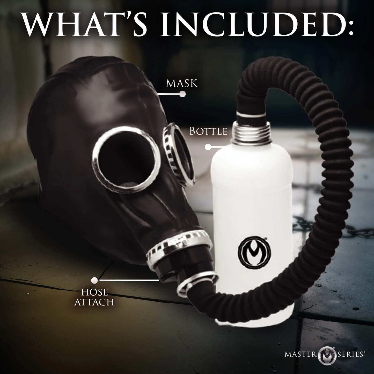 Dark Inhaler Gas Mask with Bottle Bondage Gear Fetish Restraint Sex Toy