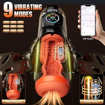 Heating Male Masturbator Penis Pump, Upgrade 5 in 1 Male Sex Toys for Men, AI Interaction APP Control with 9 Vibrating & Licking & Thrusting & Suck Modes