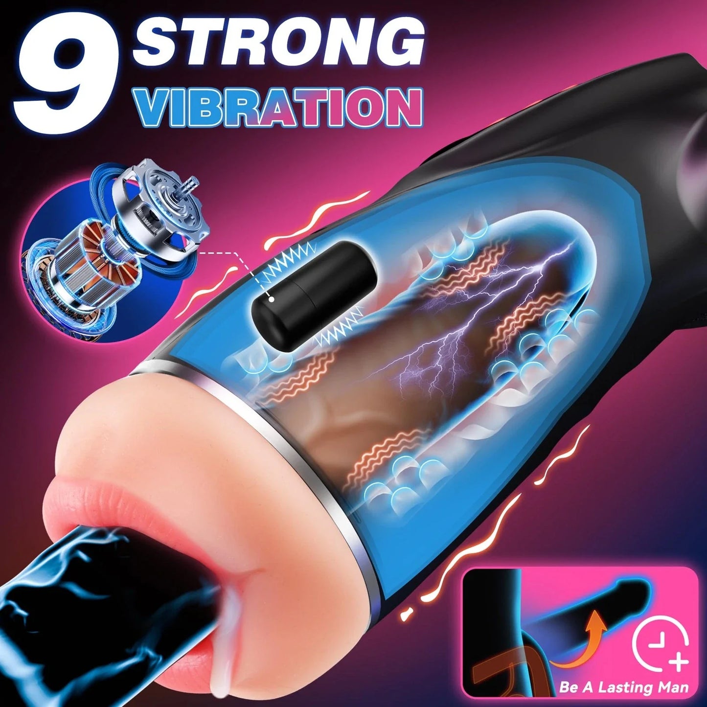 Co-branded: 3 Sleeves Pocket Pussy Penis Pump with 9 Sucking & 9 Vibrating Male Masturbator